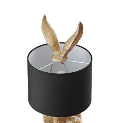 Lindby pöytälamppu Lorentina, korkeus 57 cm, jänis, kulta, tekstiili