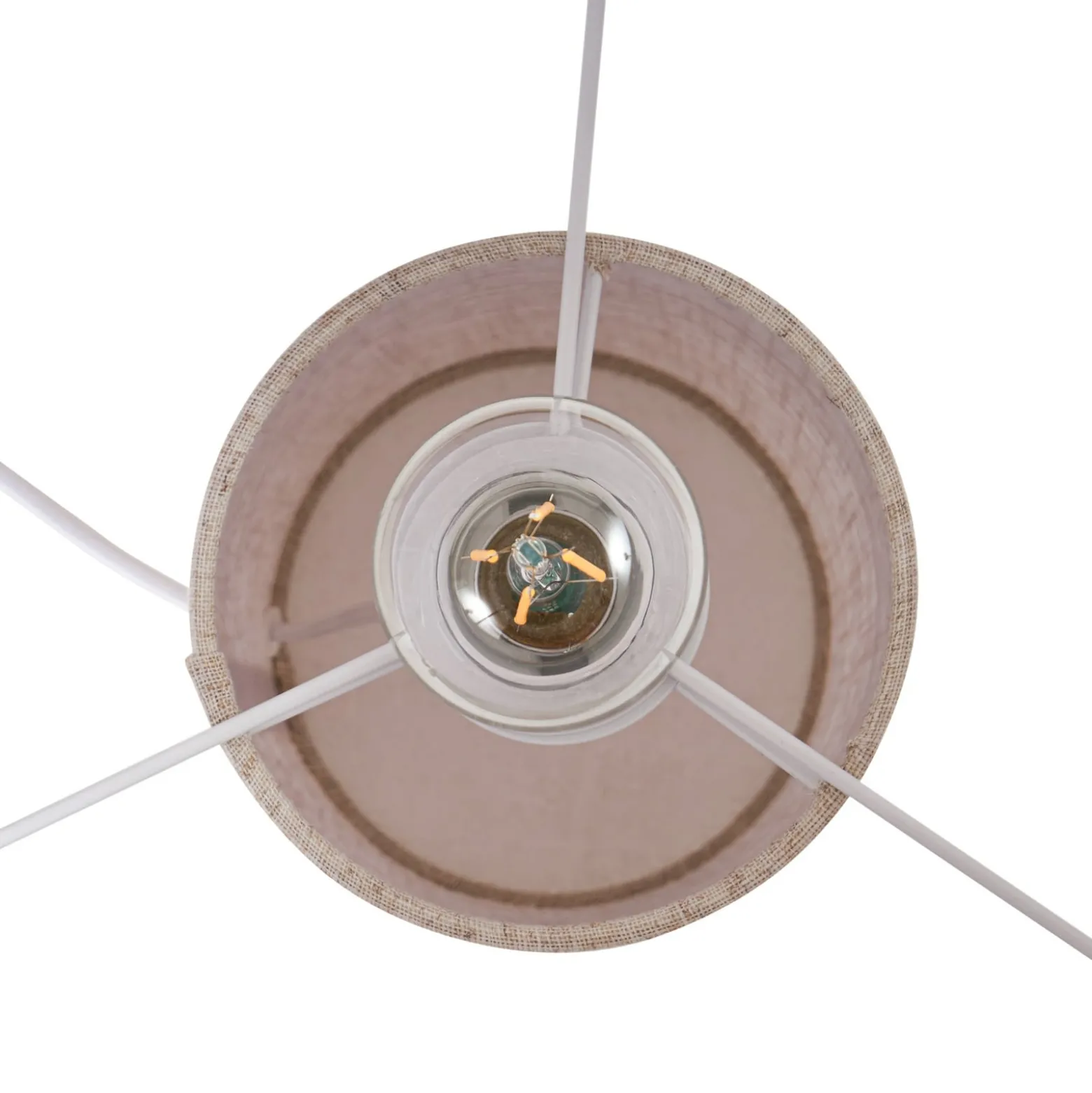 Lindby pöytävalaisin Elfie, Ø 35 cm, beige, pellava, E27