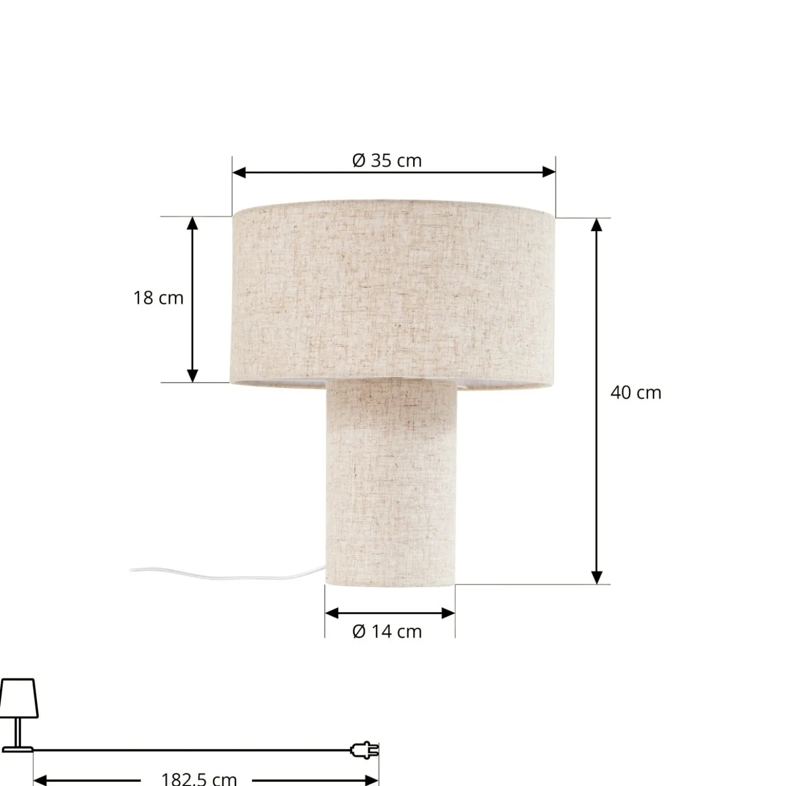 Lindby pöytävalaisin Elfie, Ø 35 cm, beige, pellava, E27