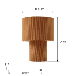 Lindby pöytävalaisin Jone, vaaleanruskea, tekstiili, 30 cm korkea, E27
