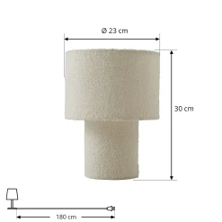 Lindby pöytävalaisin Jone, valkoinen, tekstiili, 30 cm