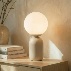 Lindby pöytävalaisin Lennes, beige, lasi, Ø 20 cm