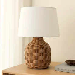 Lindby pöytävalaisin Lirenda, korkeus 52 cm, rottinki, luonnonväri/valkoinen