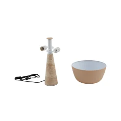 Lindby pöytävalaisin Magritt, beige, metalli, kivi, 41 cm