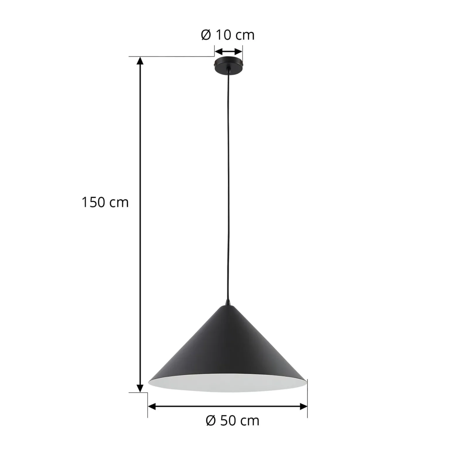 Lindby riippuvalaisin Clarine, musta/valkoinen, Ø 50 cm, metallia