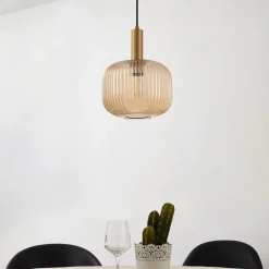 Lindby riippuvalaisin Doroteo, 25 cm, 1-lamppuinen, keltainen, lasi