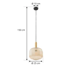 Lindby riippuvalaisin Doroteo, 25 cm, 1-lamppuinen, keltainen, lasi