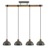Lindby riippuvalaisin Durbis, 116 cm, 4-valaisin, harmaa, puu, E27