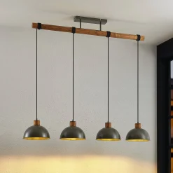 Lindby riippuvalaisin Durbis, 116 cm, 4-valaisin, harmaa, puu, E27