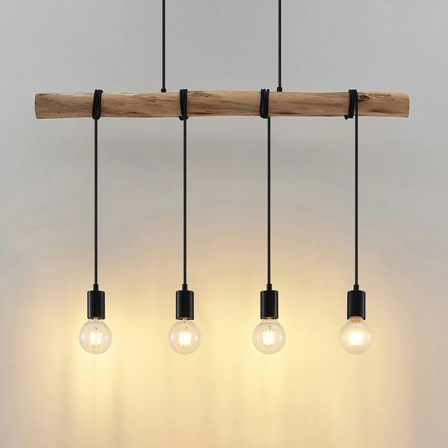 Lindby riippuvalaisin Ferris, 4-valo, 90cm, puu, E27