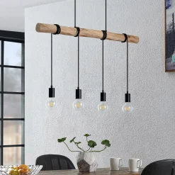 Lindby riippuvalaisin Ferris, 4-valo, 90cm, puu, E27