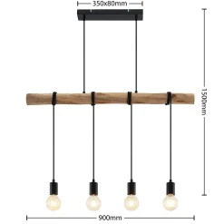 Lindby riippuvalaisin Ferris, 4-valo, 90cm, puu, E27