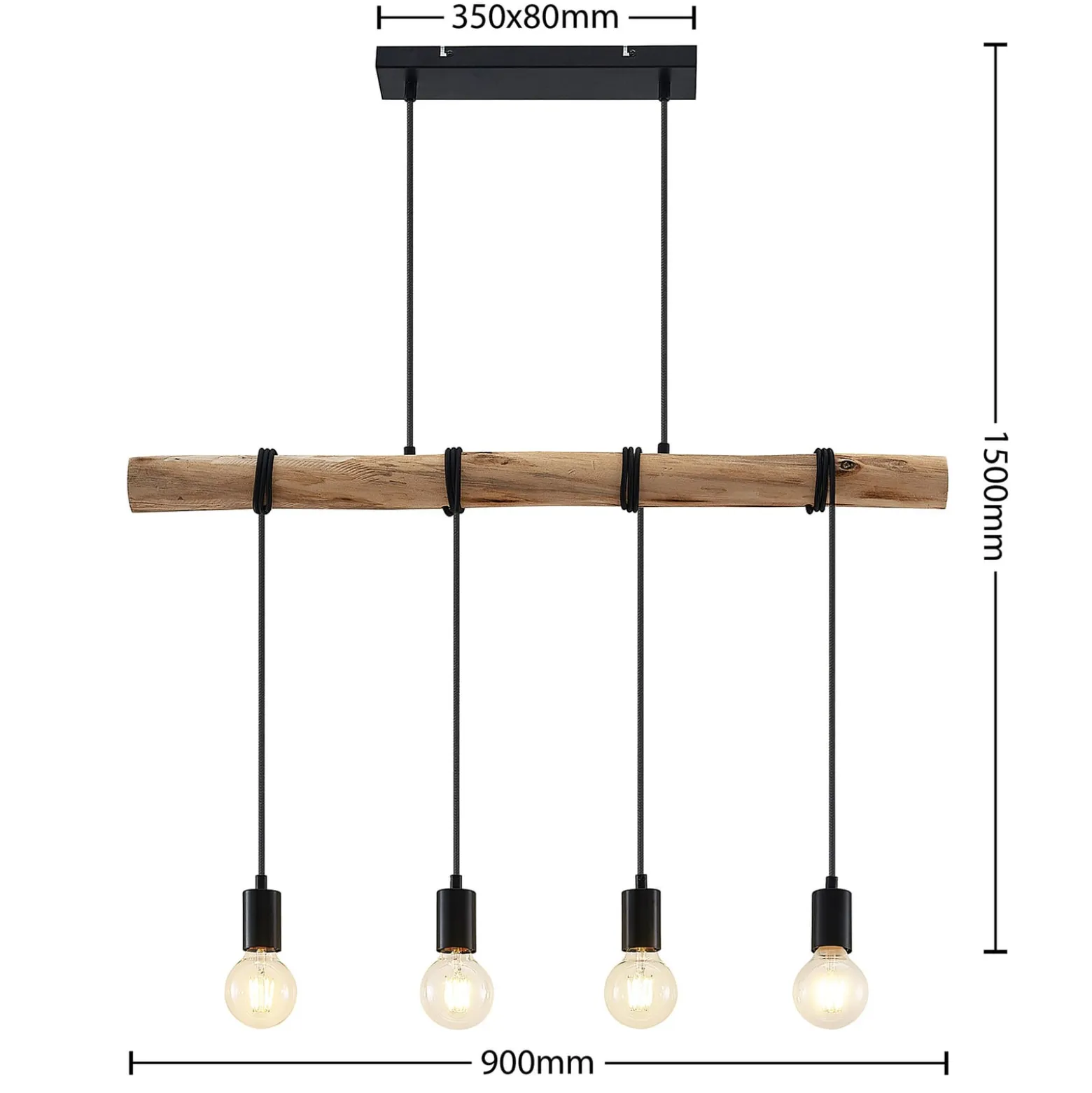 Lindby riippuvalaisin Ferris, 4-valo, 90cm, puu, E27