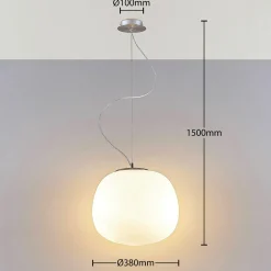 Lindby Riippuvalaisin Ginevra, Ø 38 cm, valkoinen, lasi, E27