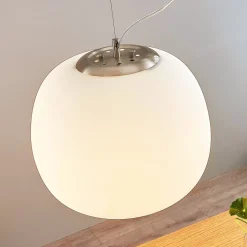 Lindby Riippuvalaisin Ginevra, Ø 38 cm, valkoinen, lasi, E27