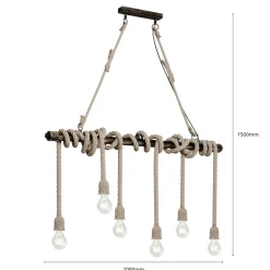 Lindby riippuvalaisin Hajo, 100 cm, kuusivaloinen, köysiripustin
