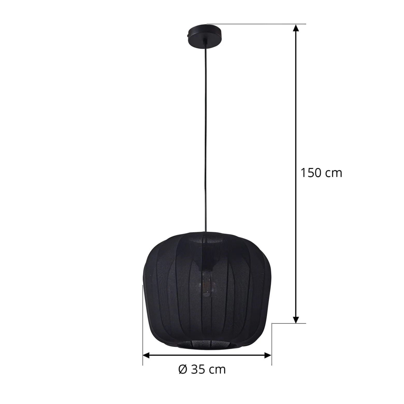 Lindby Riippuvalaisin Helin, musta, Ø 35 cm, kangasta