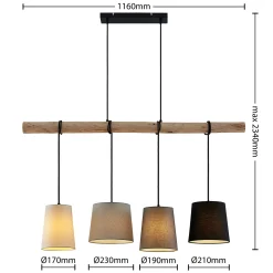 Lindby riippuvalaisin Hinai, musta/harmaa/valkoinen, tekstiili, 116cm