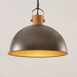Lindby riippuvalaisin Holgar, vihreä, puu, metalli, Ø 45 cm, E27