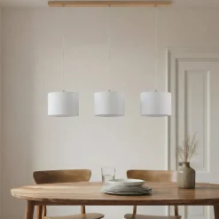 Lindby riippuvalaisin Imarin, 3-valo, valkoinen, tekstiili, 100cm