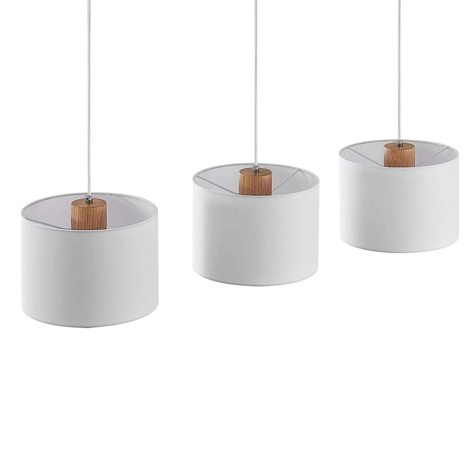 Lindby riippuvalaisin Imarin, 3-valo, valkoinen, tekstiili, 100cm