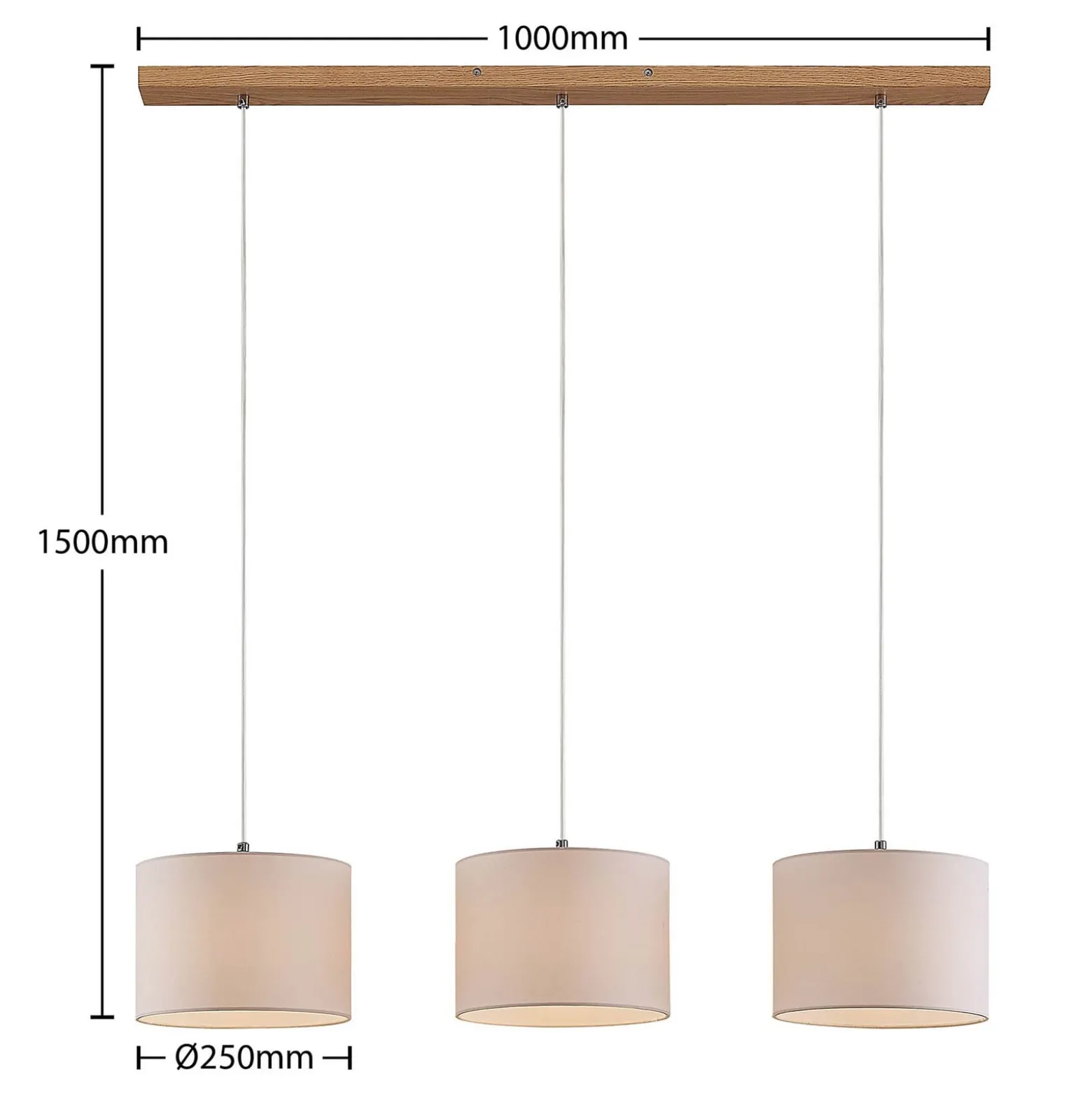 Lindby riippuvalaisin Imarin, 3-valo, valkoinen, tekstiili, 100cm
