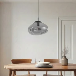 Lindby riippuvalaisin Lelia, savuharmaa, lasi, Ø 35 cm