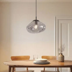 Lindby riippuvalaisin Lelia, savuharmaa, lasi, Ø 35 cm