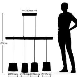 Lindby-riippuvalaisin Moskova , värikäs, tekstiili, puu, E27, 116 cm