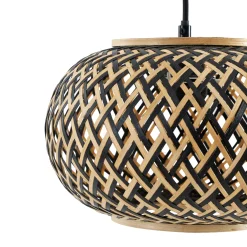 Lindby Riippuvalaisin Nerys, 1-valo, musta, bambu, Ø 38 cm