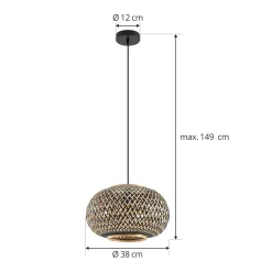 Lindby Riippuvalaisin Nerys, 1-valo, musta, bambu, Ø 38 cm