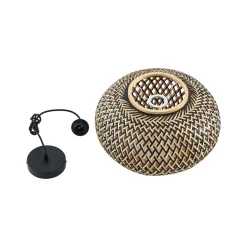 Lindby Riippuvalaisin Nerys, 1-valo, musta, bambu, Ø 38 cm