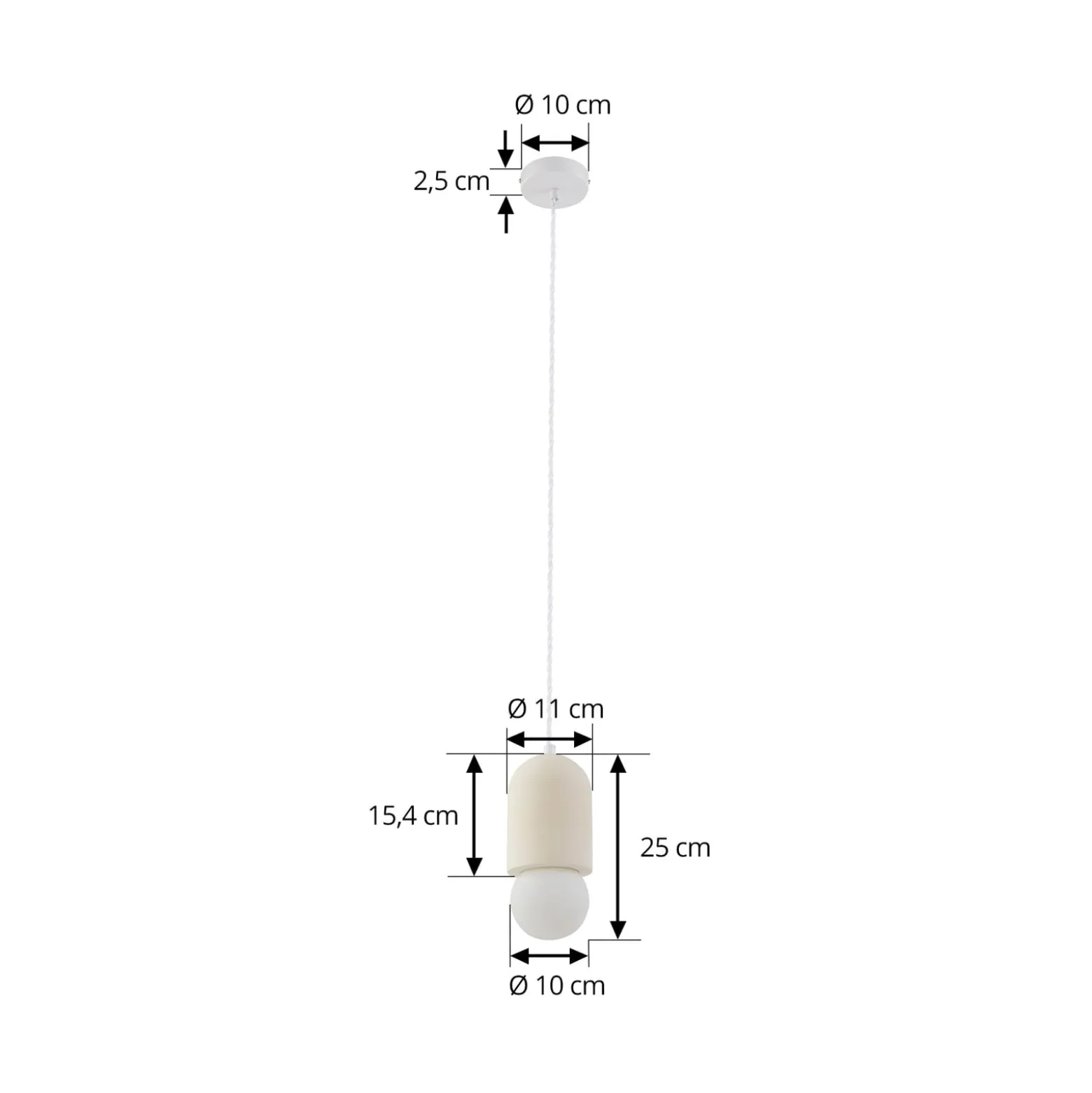 Lindby riippuvalaisin Nielson, Ø 11 cm, beige, kipsi