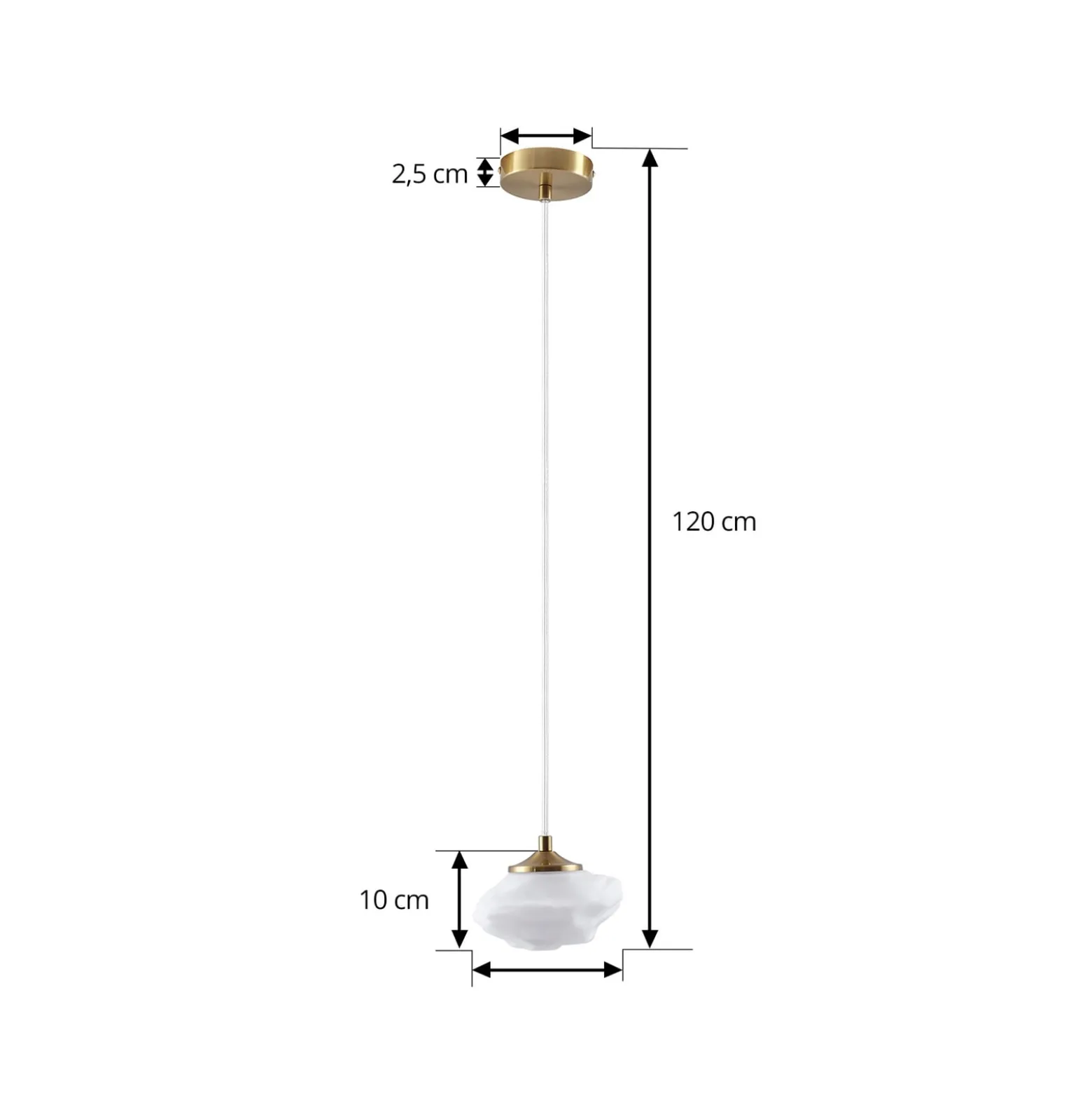 Lindby riippuvalaisin Piatra, opaali/messinki, lasi, Ø 16 cm, G9