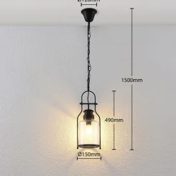 Lindby riippuvalaisin Rozalie, musta, metalli, lyhty, 21cm