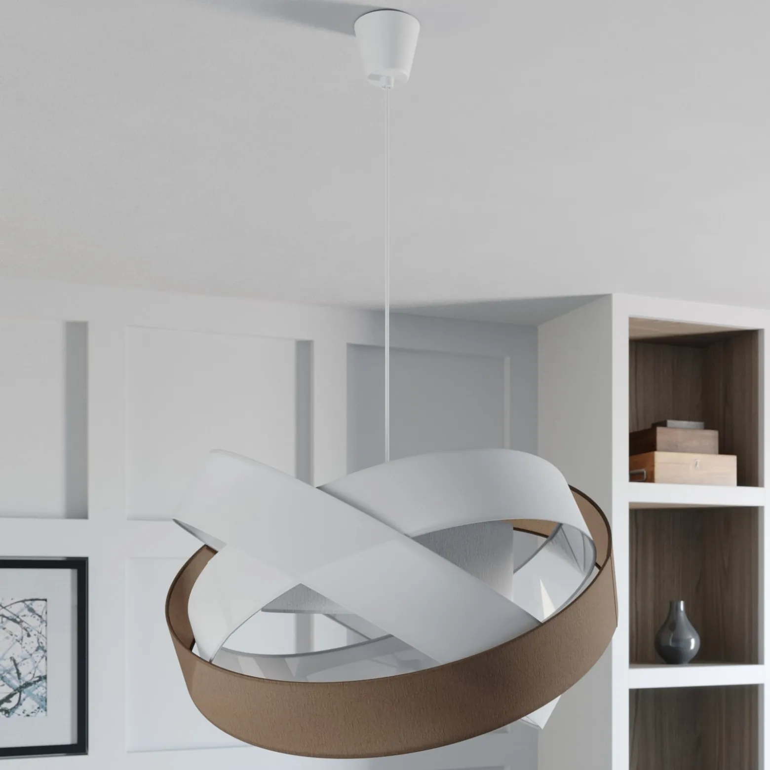 Lindby riippuvalaisin Simaria, ruskea/harmaa/valkoinen, Ø 60 cm, E27