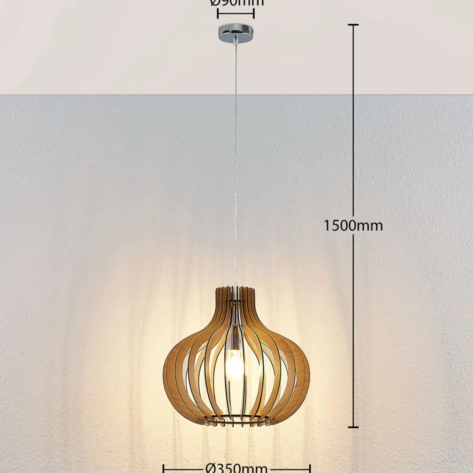 Lindby Riippuvalaisin Sina, Ø 35 cm, puu, E27