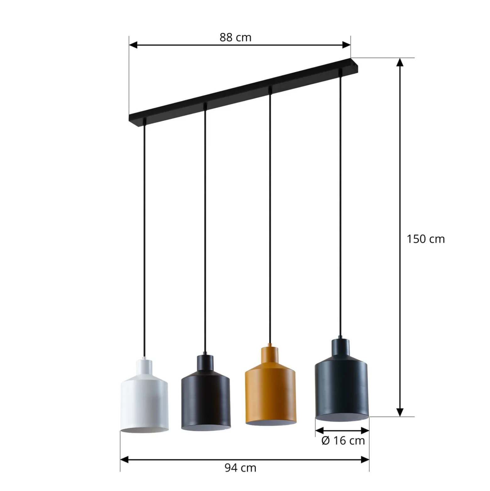 Lindby riippuvalaisin Tirane, värikäs, metalli, pituus 94 cm, E27