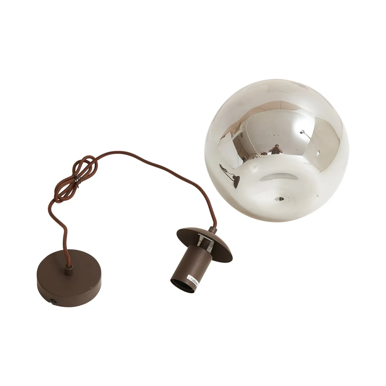 Lindby Riippuvalaisin Valentina, E27, Ø 25 cm, savunharmaa, lasi