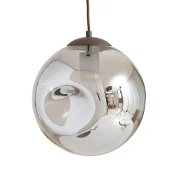 Lindby Riippuvalaisin Valentina, E27, Ø 25 cm, savunharmaa, lasi