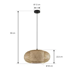 Lindby Romaine -riippuvalaisin, luonnonvärinen, Ø 50 cm, bambu, E27