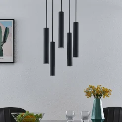 Lindby Sanad-riippuvalaisin, Ø 40 cm, 5-lamppuinen, musta, GU10