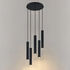Lindby Sanad-riippuvalaisin, Ø 40 cm, 5-lamppuinen, musta, GU10