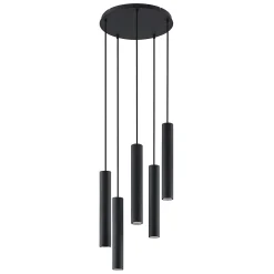 Lindby Sanad-riippuvalaisin, Ø 40 cm, 5-lamppuinen, musta, GU10