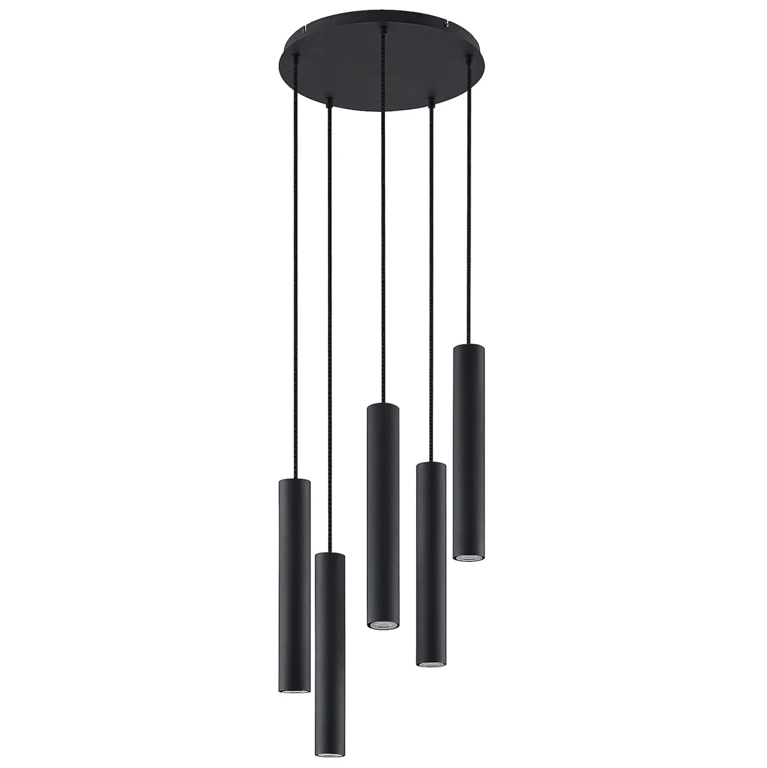 Lindby Sanad-riippuvalaisin, Ø 40 cm, 5-lamppuinen, musta, GU10