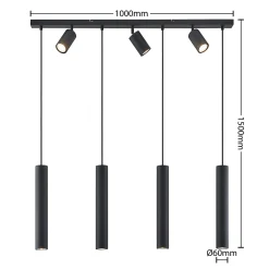 Lindby Sanad riippuvalaisin, 100 cm, 7-lamppuinen, musta, GU10