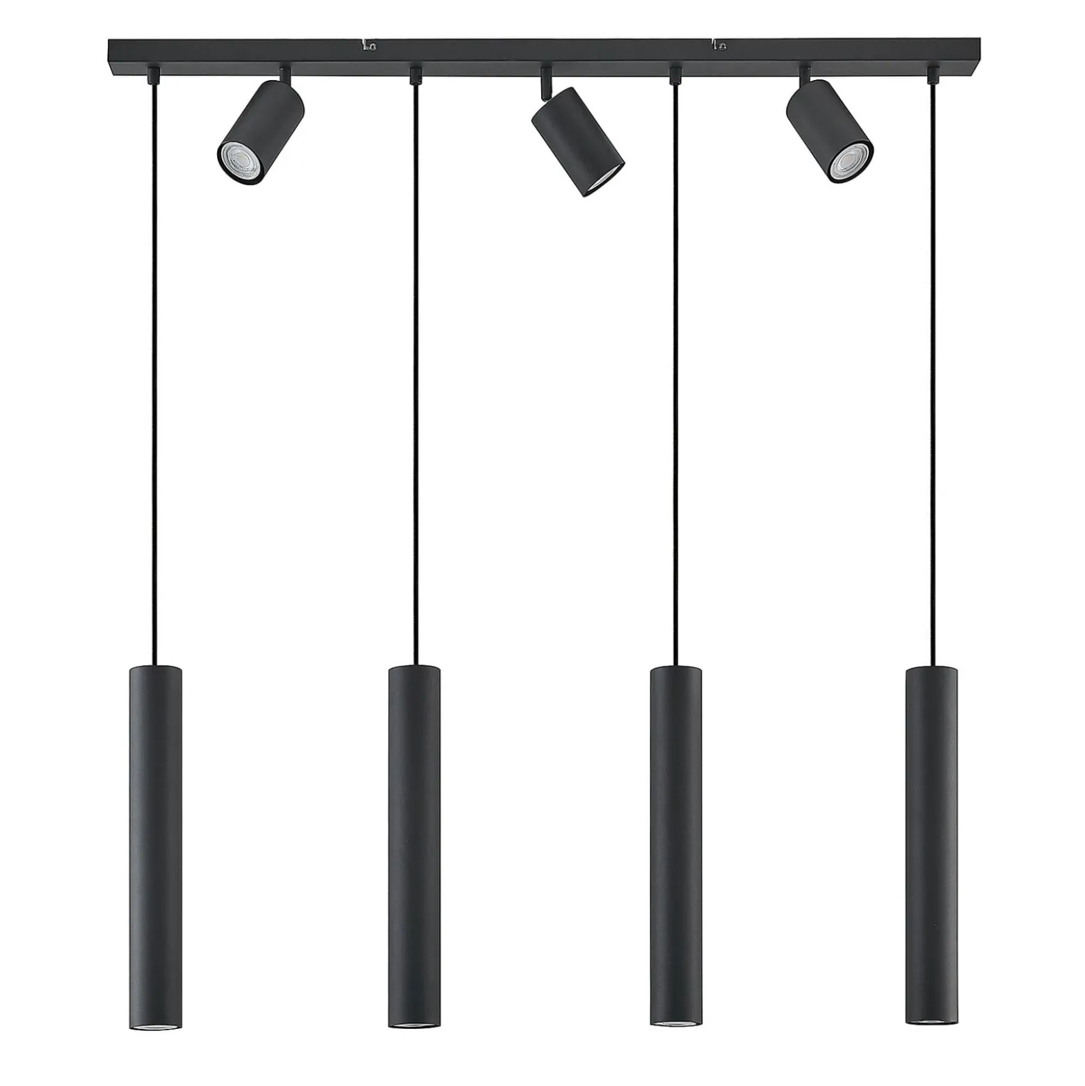 Lindby Sanad riippuvalaisin, 100 cm, 7-lamppuinen, musta, GU10