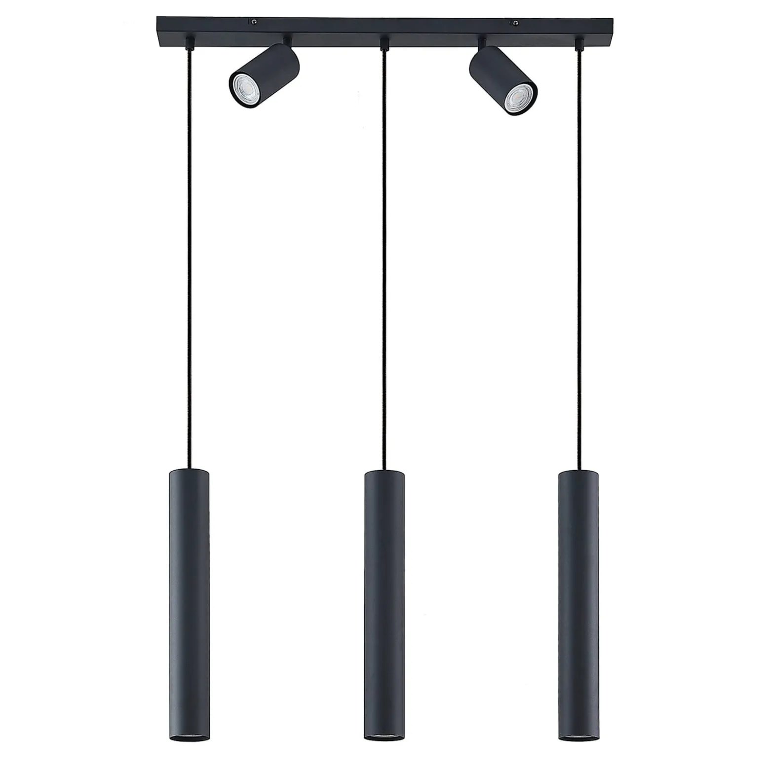 Lindby Sanad riippuvalaisin, 70 cm, 5-lamppuinen, musta, GU10