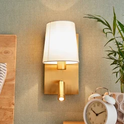 Lindby seinävalaisin Aiden, 30 cm, antiikkimessinki, LED-lukuvalaisin