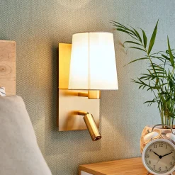 Lindby seinävalaisin Aiden, 30 cm, antiikkimessinki, LED-lukuvalaisin
